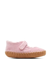 Clarks Pink E Fit Corduroy Baby Soft Strap Shoes - Image 1 of 7