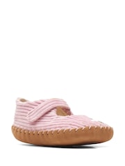 Clarks Pink E Fit Corduroy Baby Soft Strap Shoes - Image 3 of 7