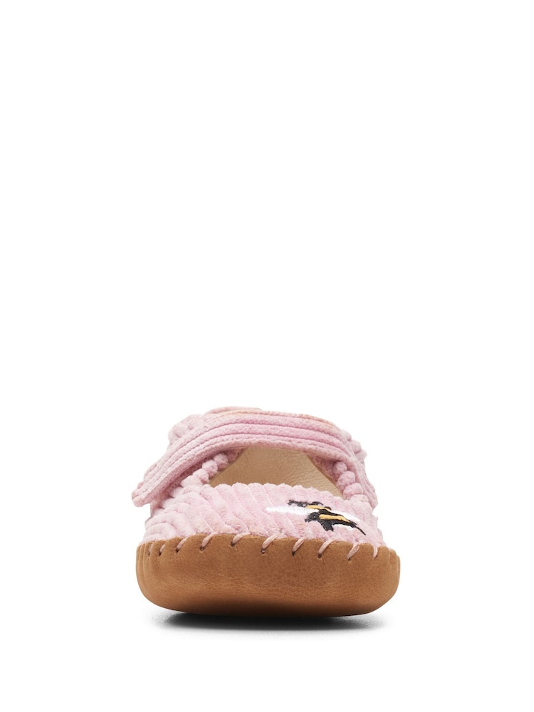 Clarks Pink E Fit Corduroy Baby Soft Strap Shoes - Image 5 of 7