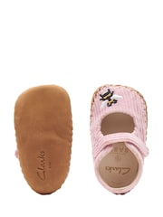 Clarks Pink E Fit Corduroy Baby Soft Strap Shoes - Image 7 of 7