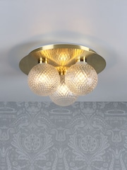 Laura Ashley Satin Brass Prague Bathroom 3 Light Flush Ceiling Light - Image 1 of 4