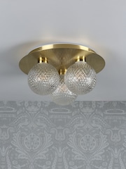 Laura Ashley Satin Brass Prague Bathroom 3 Light Flush Ceiling Light - Image 2 of 4