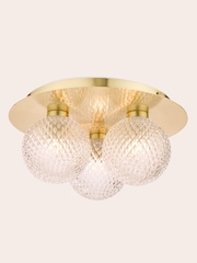Laura Ashley Satin Brass Prague Bathroom 3 Light Flush Ceiling Light - Image 3 of 4