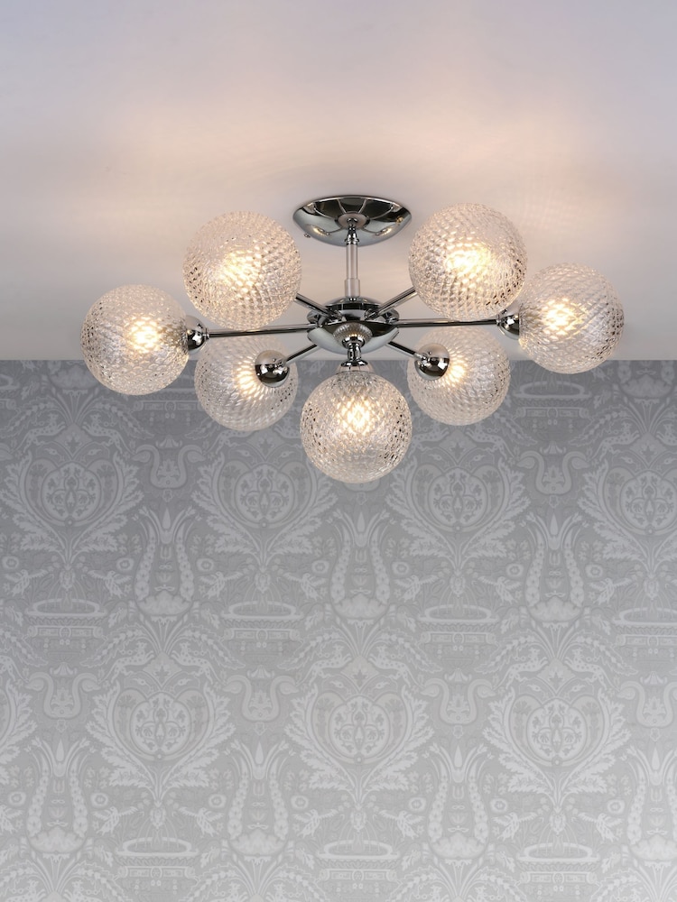 Laura Ashley Polished Chrome Atherton 7 Light Semi Flush Ceiling Light - Image 1 of 4