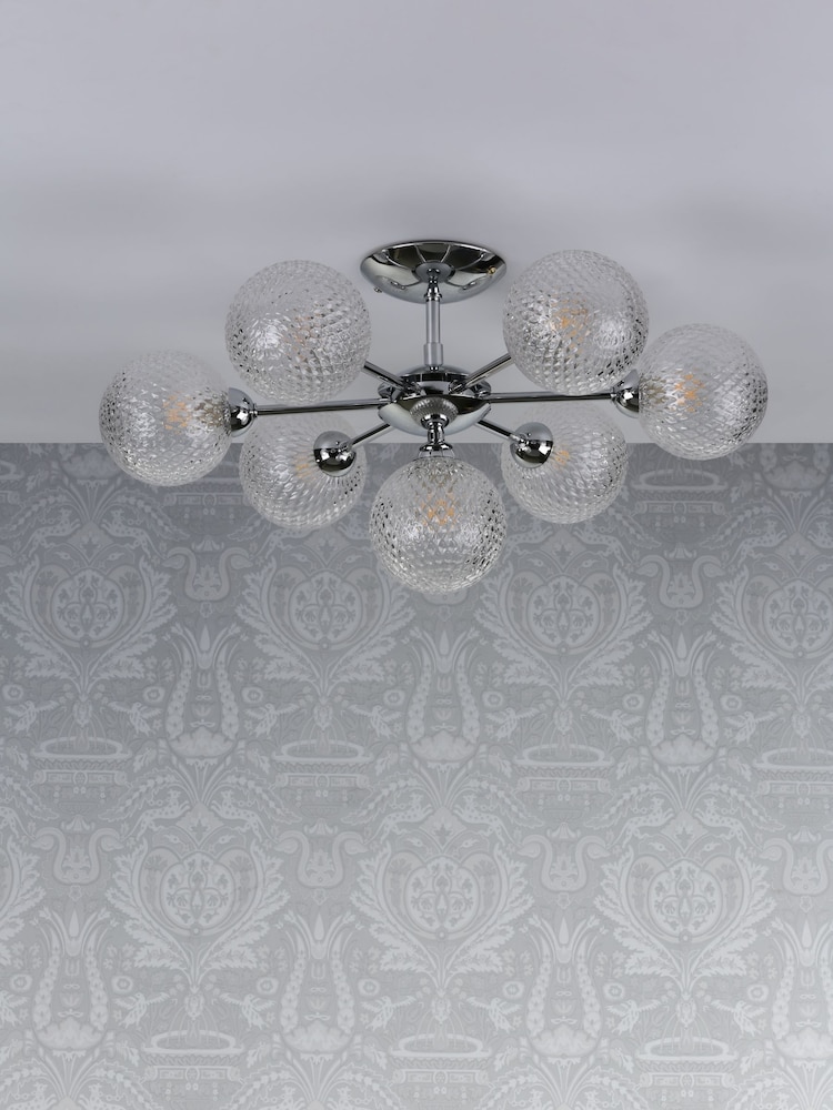 Laura Ashley Polished Chrome Atherton 7 Light Semi Flush Ceiling Light - Image 2 of 4