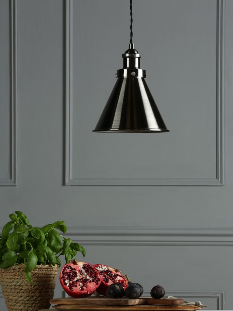 Laura Ashley Pewter Rufus Pendant Ceiling Light - Image 1 of 4
