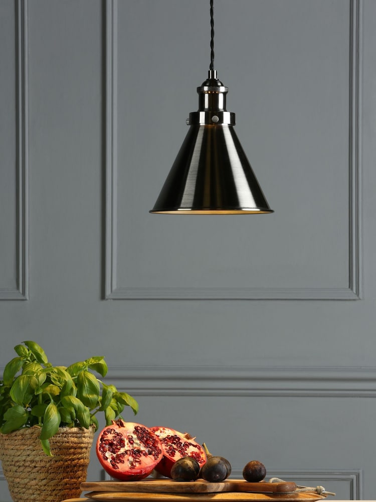 Laura Ashley Pewter Rufus Pendant Ceiling Light - Image 2 of 4