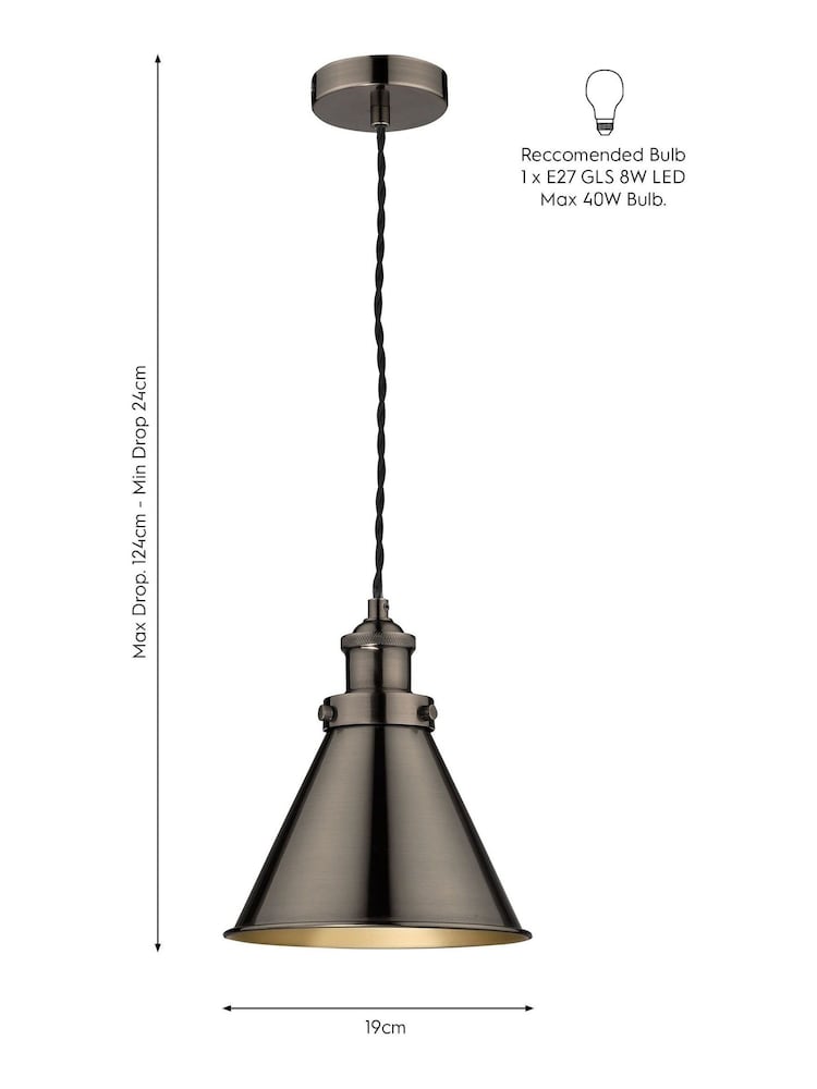 Laura Ashley Pewter Rufus Pendant Ceiling Light - Image 4 of 4