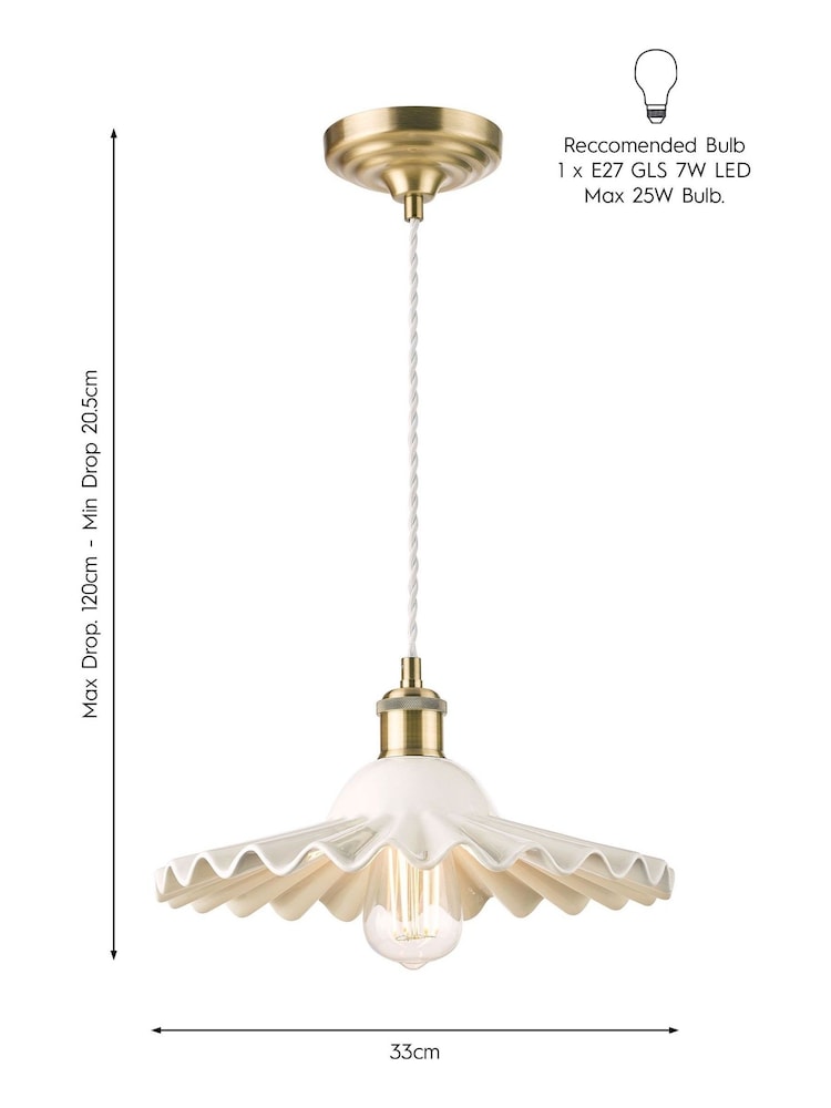 Laura Ashley White Beca Ceramic Pendant Large Ceiling Light - Image 4 of 4