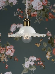 Laura Ashley White Beca Ceramic Pendant Ceiling Light - Image 1 of 6