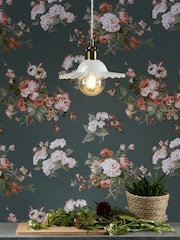 Laura Ashley White Beca Ceramic Pendant Ceiling Light - Image 2 of 6