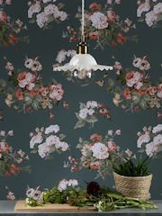 Laura Ashley White Beca Ceramic Pendant Ceiling Light - Image 3 of 6