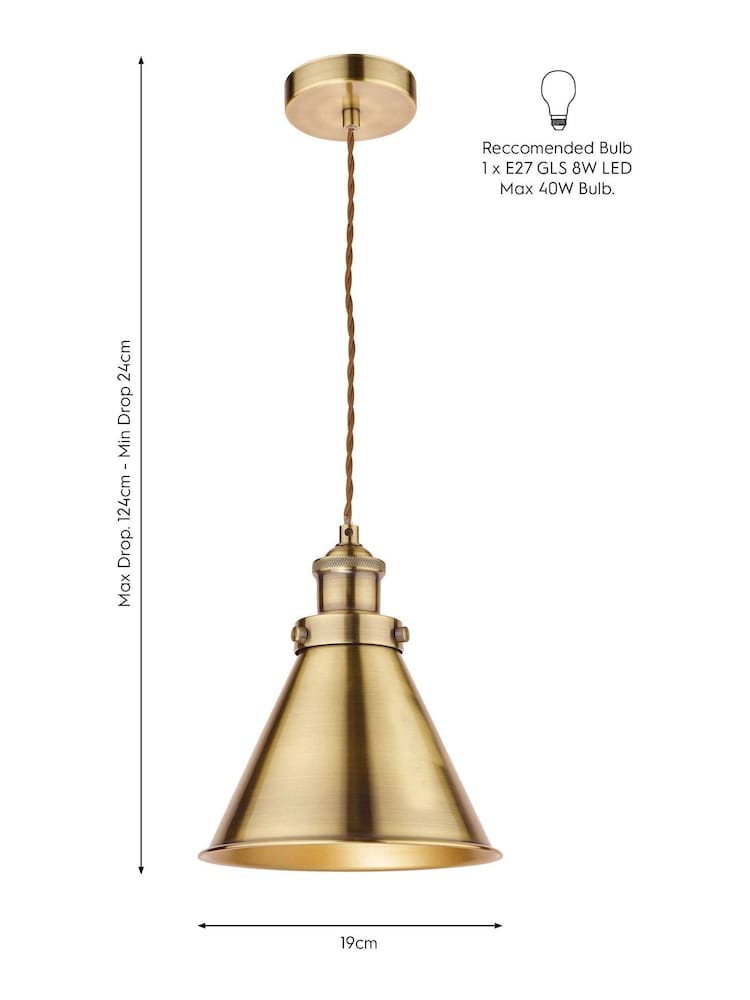 Laura Ashley Brass Rufus Pendant Ceiling Light - Image 4 of 4