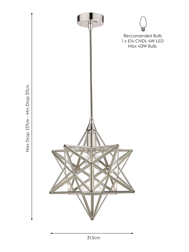 Laura Ashley Silver Star Pendant Ceiling Light - Image 4 of 4