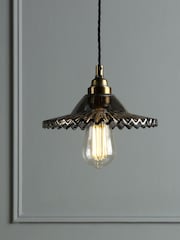 Laura Ashley Aged Brass Pippa 1 Light Smoked Glass Pendant Ceiling Light - Image 1 of 6