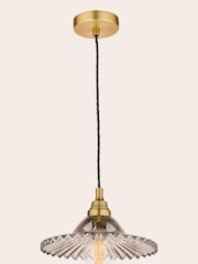 Laura Ashley Aged Brass Pippa 1 Light Smoked Glass Pendant Ceiling Light - Image 4 of 6