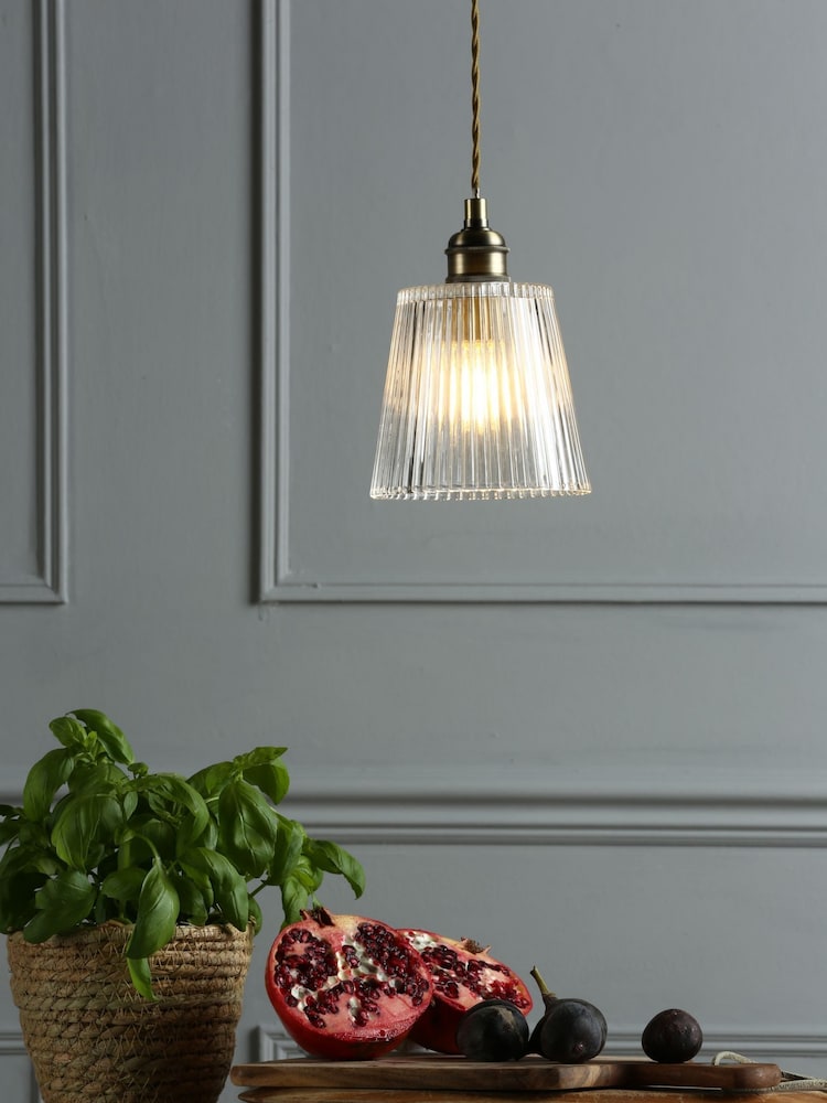 Laura Ashley Aged Brass Callaghan Pendant Small Ceiling Light - Image 1 of 4