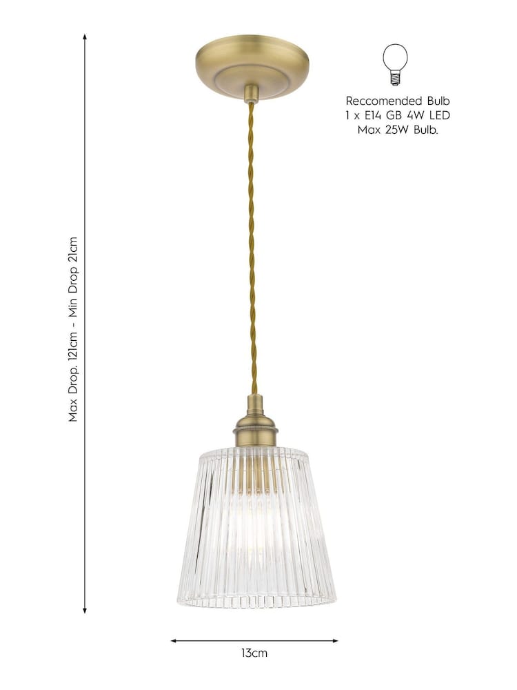 Laura Ashley Aged Brass Callaghan Pendant Small Ceiling Light - Image 4 of 4