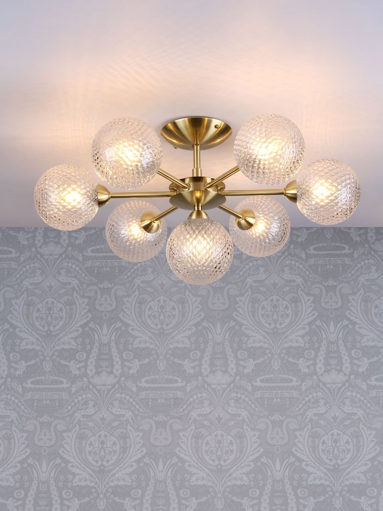 Laura Ashley Satin Brass Atherton 7 Light Semi Flush Ceiling Light - Image 1 of 4