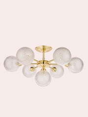 Laura Ashley Satin Brass Atherton 7 Light Semi Flush Ceiling Light - Image 3 of 4