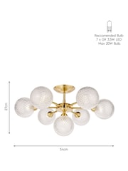 Laura Ashley Satin Brass Atherton 7 Light Semi Flush Ceiling Light - Image 4 of 4