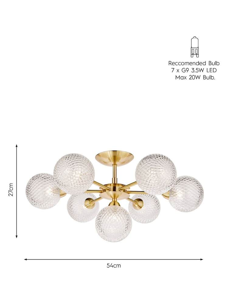 Laura Ashley Satin Brass Atherton 7 Light Semi Flush Ceiling Light - Image 4 of 4