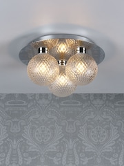 Laura Ashley Polished Chrome Prague Bathroom 3 Light Flush Ceiling Light - Image 1 of 4