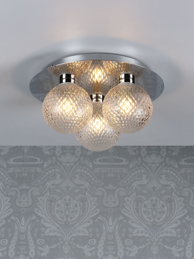 Laura Ashley Polished Chrome Prague Bathroom 3 Light Flush Ceiling Light - Image 1 of 4