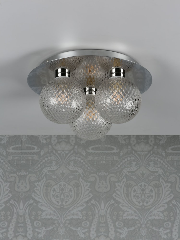 Laura Ashley Polished Chrome Prague Bathroom 3 Light Flush Ceiling Light - Image 2 of 4