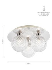 Laura Ashley Polished Chrome Prague Bathroom 3 Light Flush Ceiling Light - Image 4 of 4