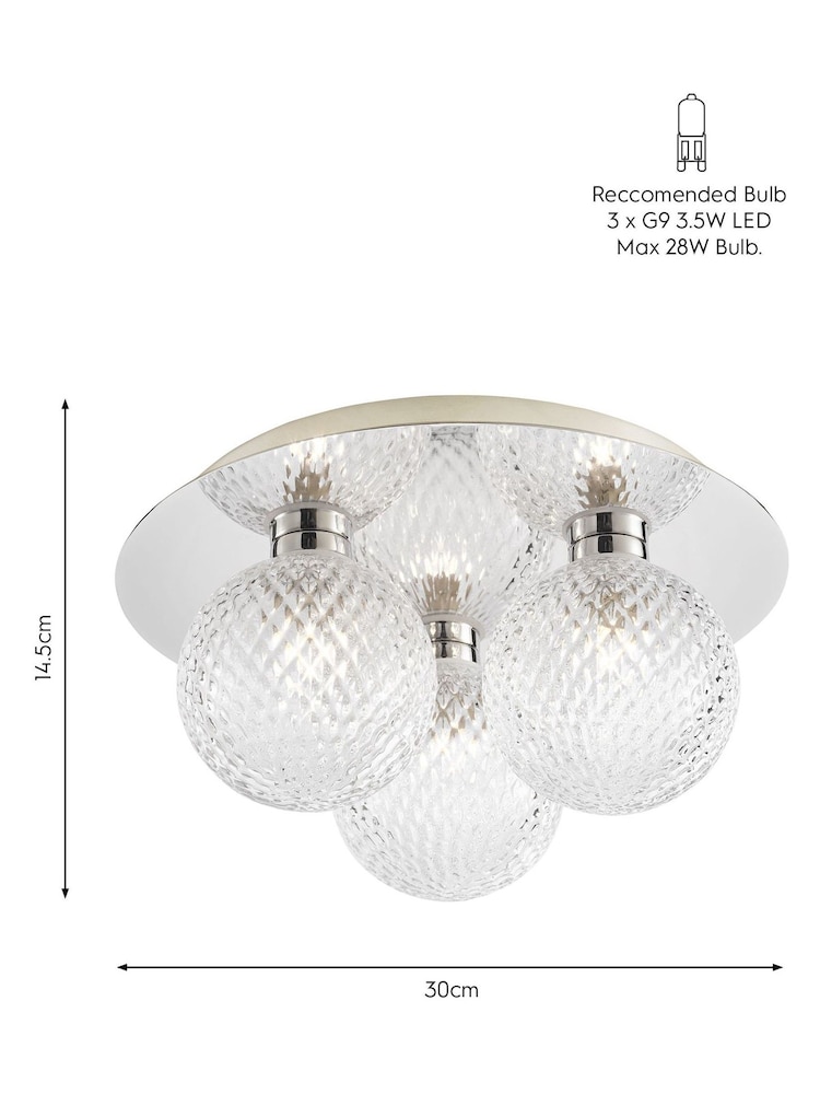 Laura Ashley Polished Chrome Prague Bathroom 3 Light Flush Ceiling Light - Image 4 of 4