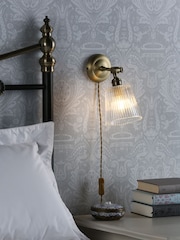 Laura Ashley Antique Brass Callaghan Plug In Wall Light - Image 1 of 4
