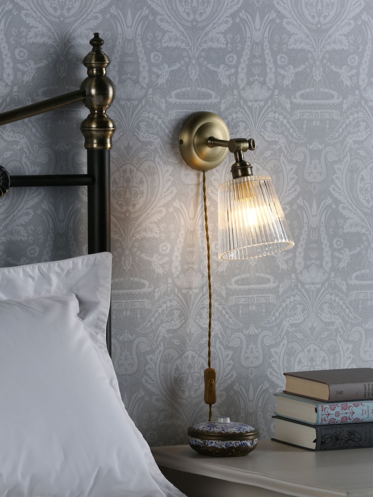 Laura Ashley Antique Brass Callaghan Plug In Wall Light - Image 1 of 4
