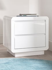 time4sleep White Marlow High Gloss 2 Drawer Bedside Table - Image 1 of 3