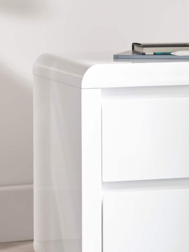 time4sleep White Marlow High Gloss 2 Drawer Bedside Table - Image 2 of 3