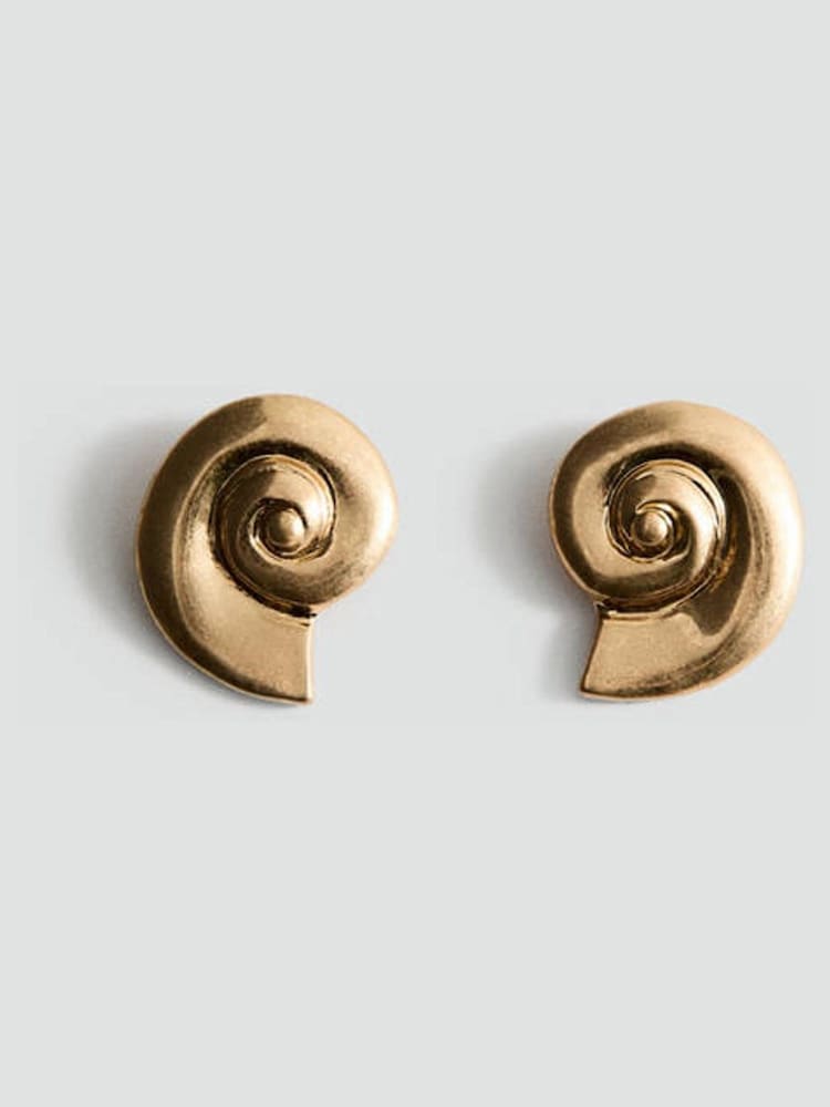 Mango Gold Tone Shell Statement Earrings - Image 1 of 2