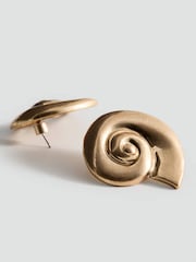 Mango Gold Tone Shell Statement Earrings - Image 2 of 2