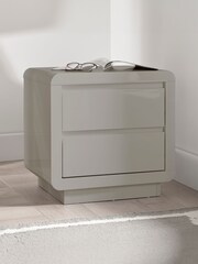 time4sleep Grey Marlow High Gloss 2 Drawer Bedside Table - Image 1 of 3