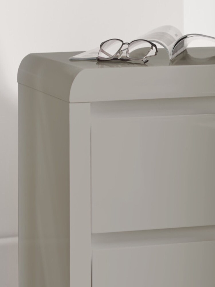 time4sleep Grey Marlow High Gloss 2 Drawer Bedside Table - Image 2 of 3