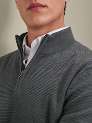 Charles Tyrwhitt Royal Blue Pure Merino Zip Neck Jumper - Image 2 of 5