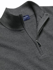 Charles Tyrwhitt Royal Blue Pure Merino Zip Neck Jumper - Image 4 of 5