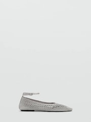 Mango Silver Woven Metallic Ballet Pumps - Image 1 of 3