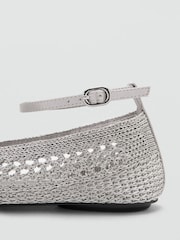 Mango Silver Woven Metallic Ballet Pumps - Image 3 of 3