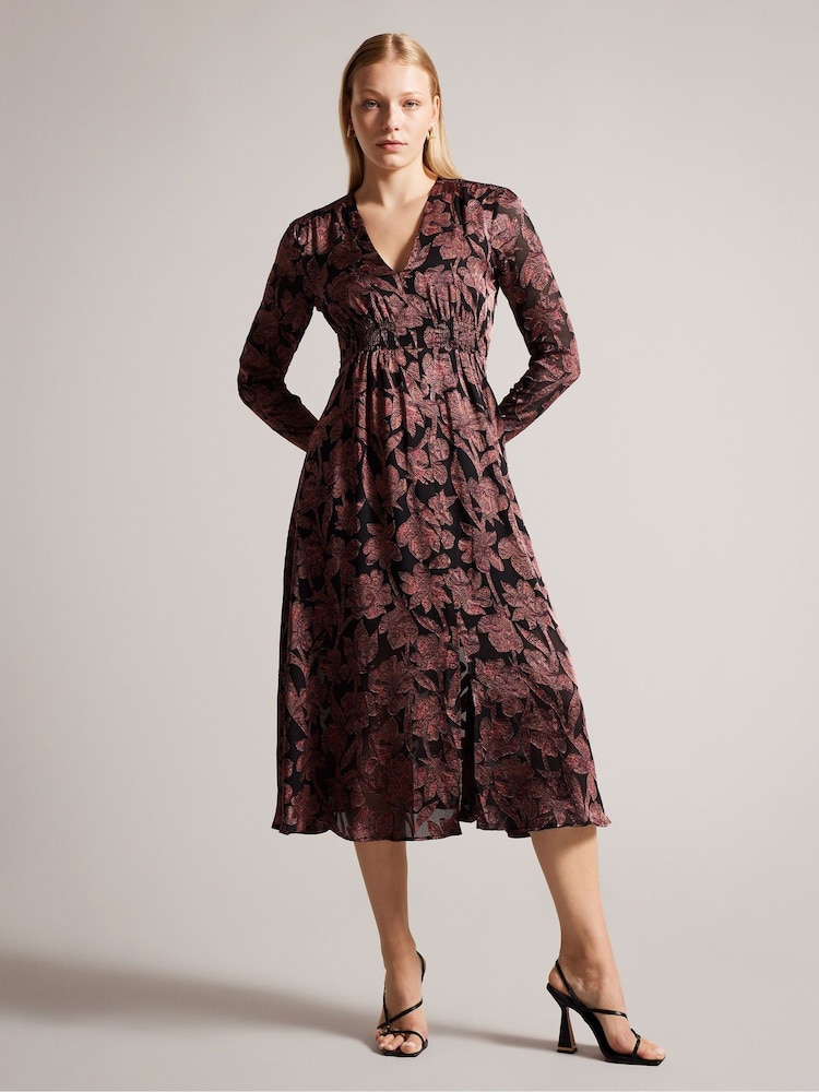 črna srednje dolga obleka s ozkimi rokavi Ted Baker Loiise - Slika 1 iz 6 črna srednje dolga obleka s ozkimi rokavi Ted Baker Loiise - Slika 1 iz 6