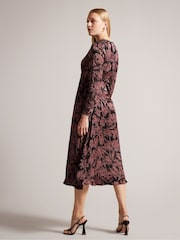 črna srednje dolga obleka s ozkimi rokavi Ted Baker Loiise - Slika 2 iz 6