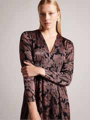 črna srednje dolga obleka s ozkimi rokavi Ted Baker Loiise - Slika 3 iz 6