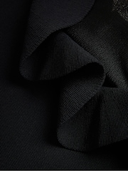 Ted Baker Black Floraas Fitted Knit Top With Sheer Shoulders - Image 5 of 6