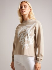 Ted Baker Natural Emallly Branded Jacquard Knit Jumper - Image 2 of 6