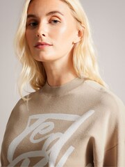 Ted Baker Natural Emallly Branded Jacquard Knit Jumper - Image 4 of 6