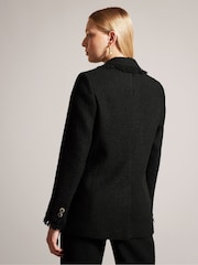 Ted Baker Black Longline Melliie Single Breasted Leather Blazer - Image 2 of 6